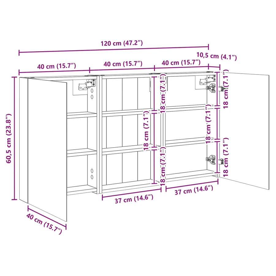 Ensemble de Meubles de Salle de Bain 3 pc 120 x 10,5 x 60,5 cm - 13