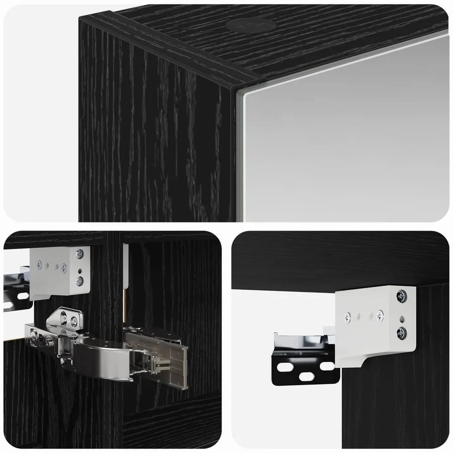 Armoire Miroir de Salle de Bain Chêne noir 40 x 10,5 x 60,5 cm - 10