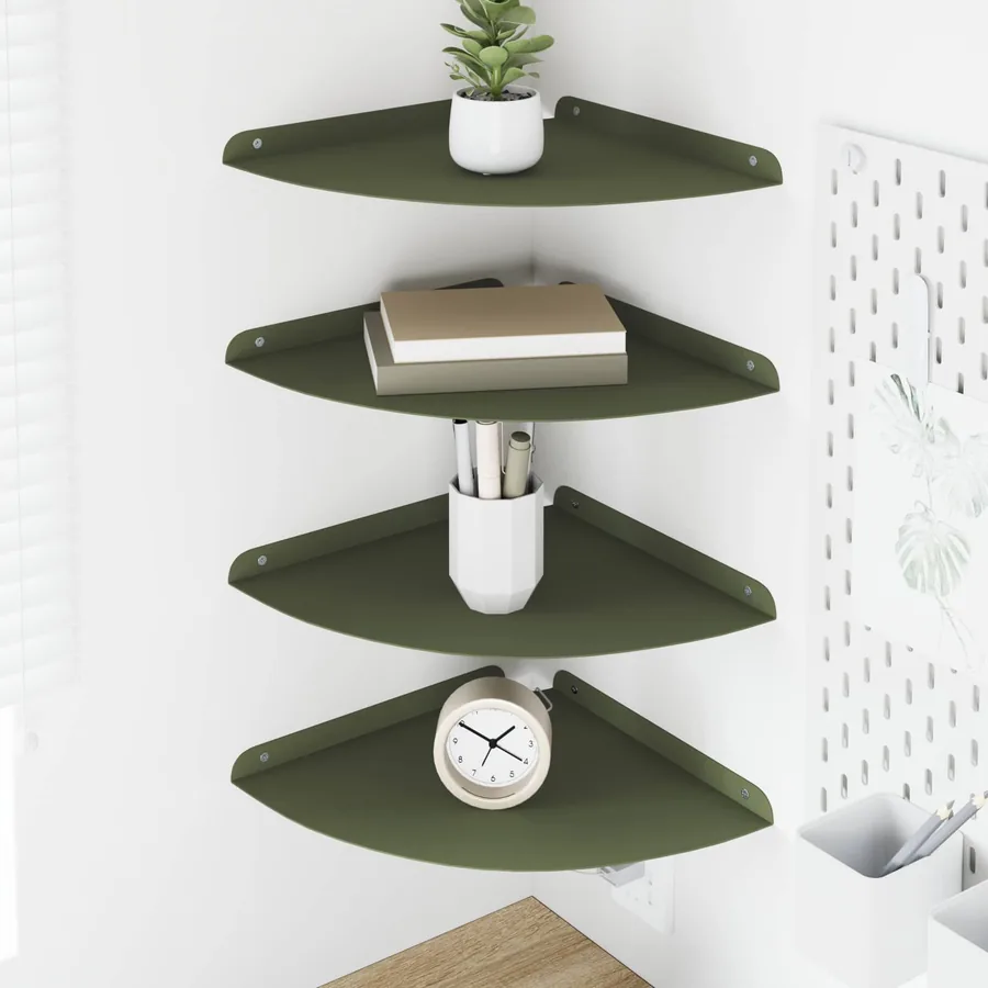 Étagère flottante avec étagère 4 pcs Vert olive 30 x 30 x 2 cm