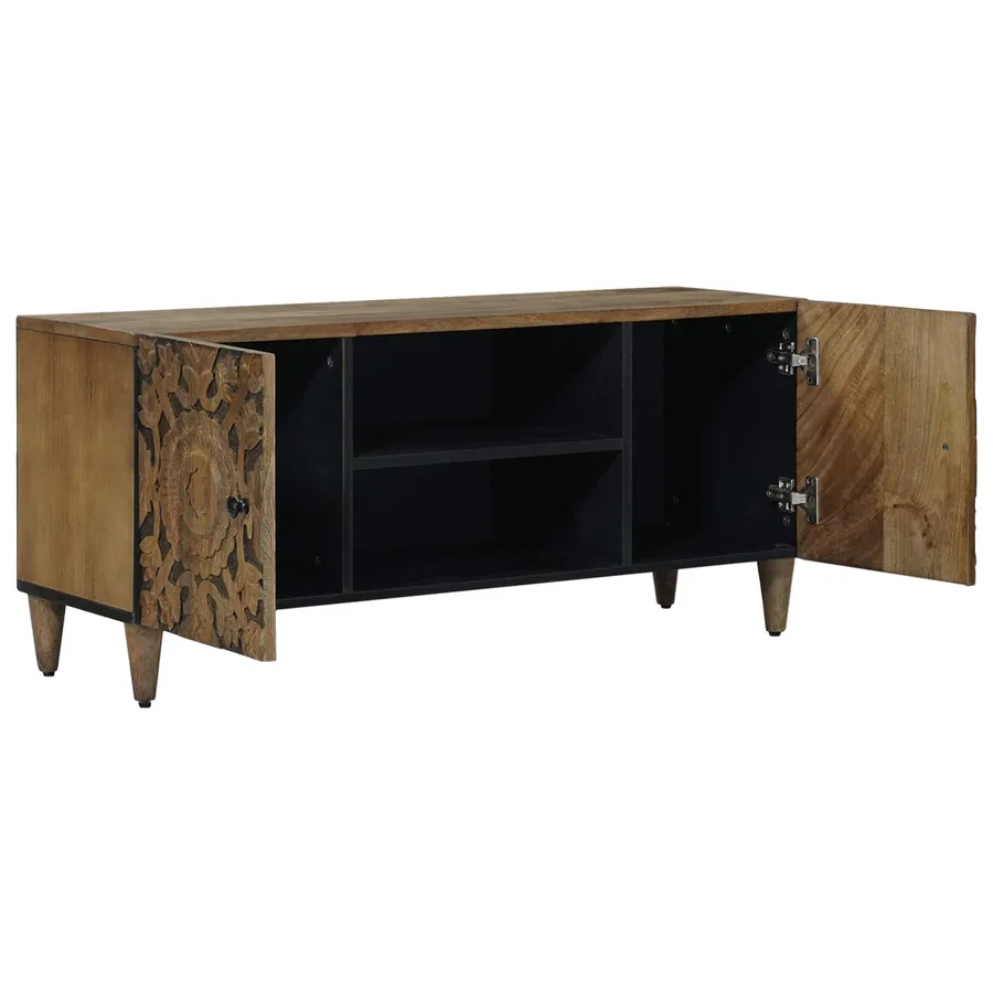 Meuble TV Marron 105 x 33,5 x 46 cm Bois de mangue massif - 2