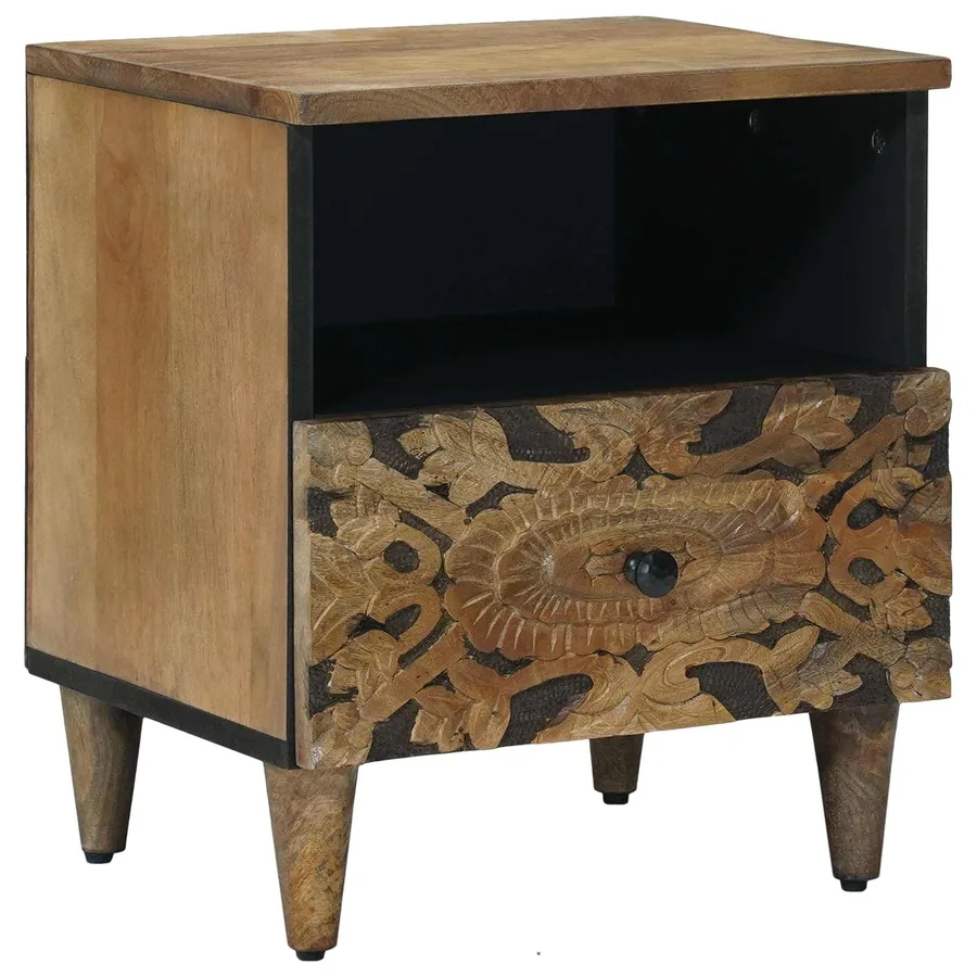 Armoire de lit avec tiroir 2 pcs Marron 40 x 33 x 46 cm - 2