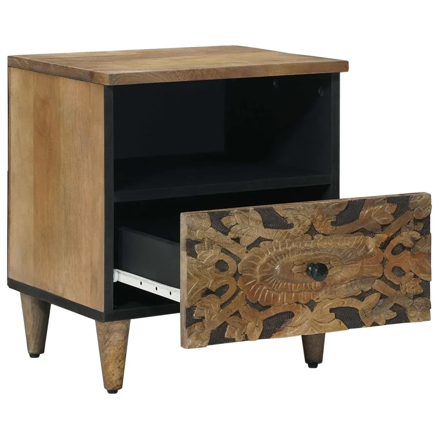 Armoire de lit avec tiroir 2 pcs Marron 40 x 33 x 46 cm - 3