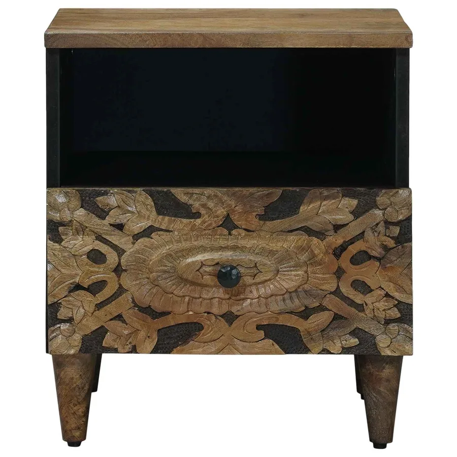 Armoire de lit avec tiroir 2 pcs Marron 40 x 33 x 46 cm - 4