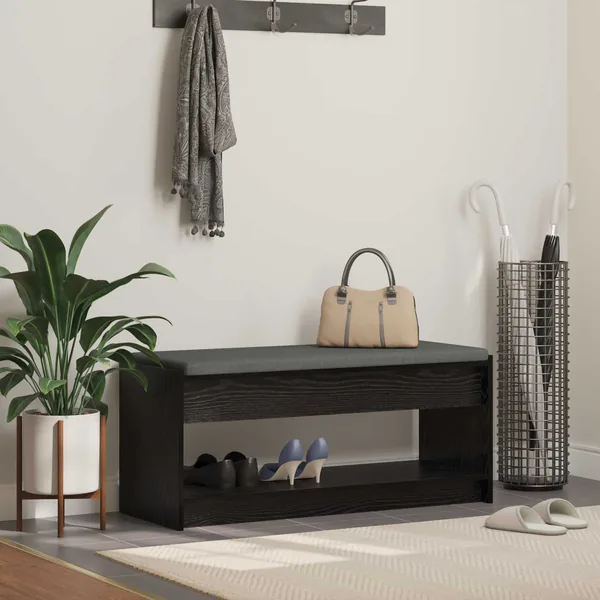 Banc d'entrée avec coussin Chêne Noir 103 x 38 x 45 cm