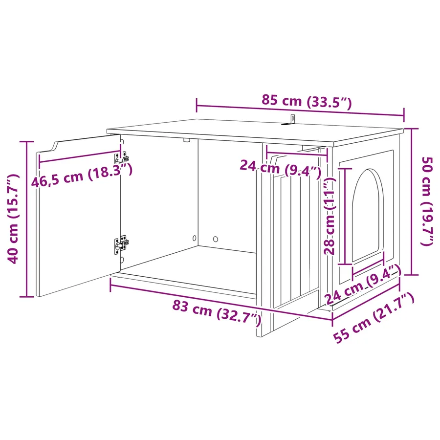 Maison pour chat Bois ancien 85 x 55 x 50,5 cm - 13