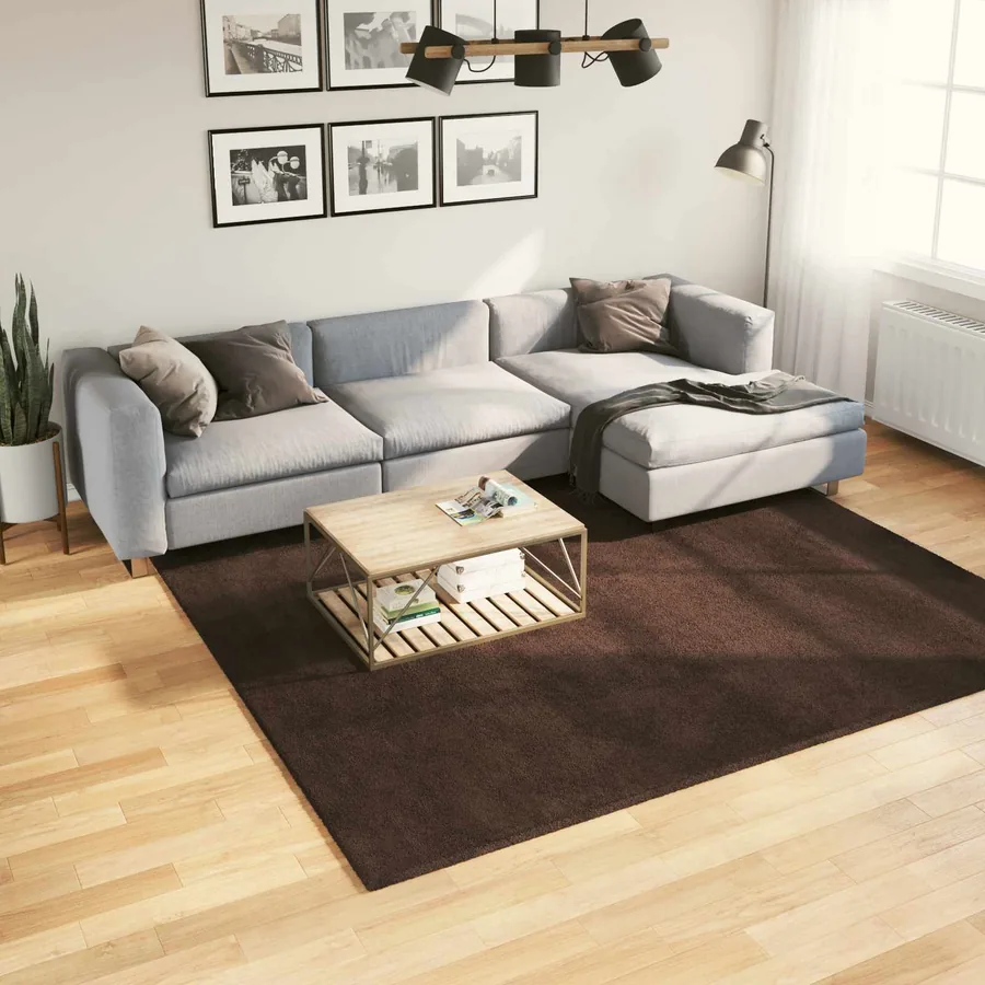 Tapis doux à poils moyens et lavable HUARTE Marron 240 x 240 cm