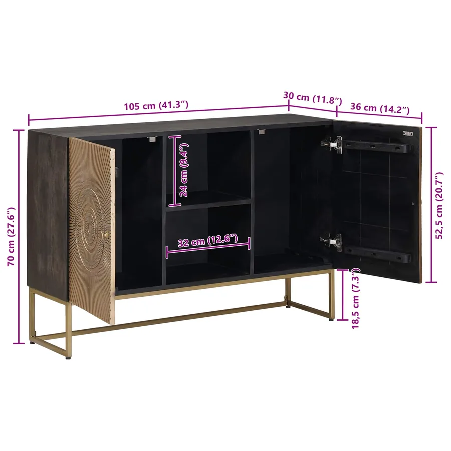 Buffet Laiton 105 x 30 x 70 cm - 11