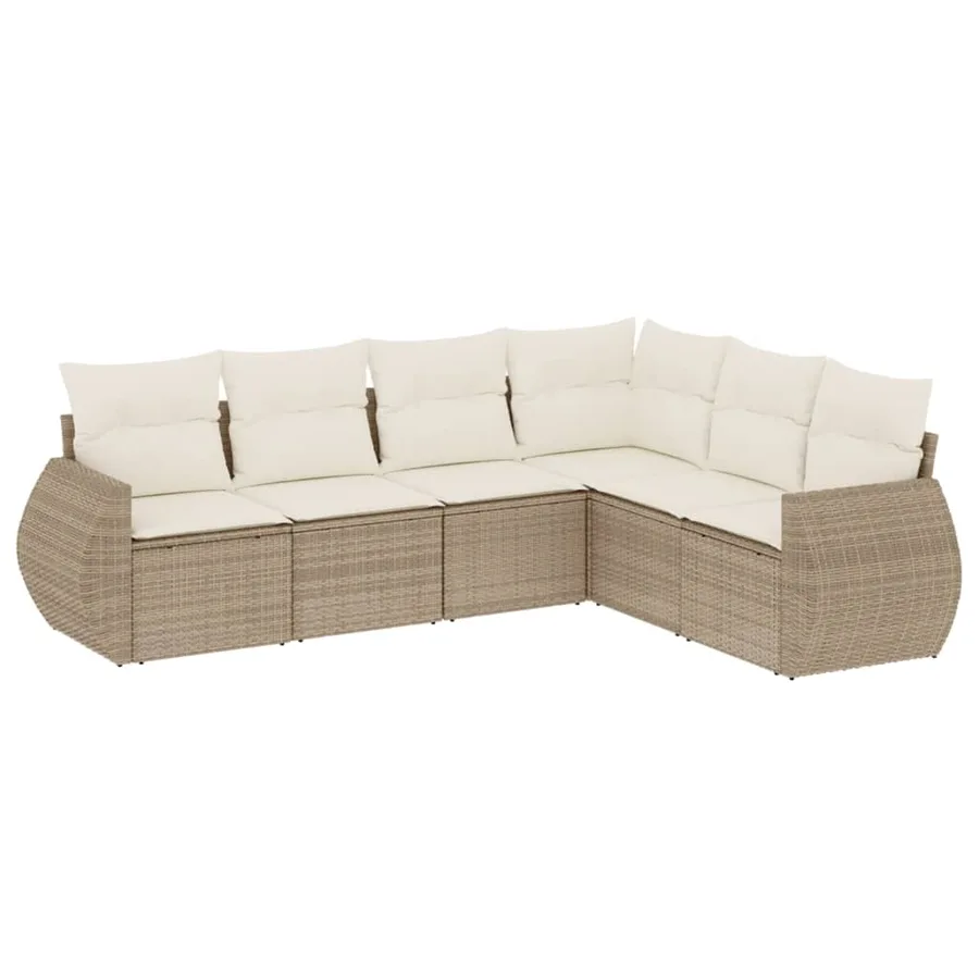 Salon de jardin avec coussins 6 pcs beige résine tressée - 2