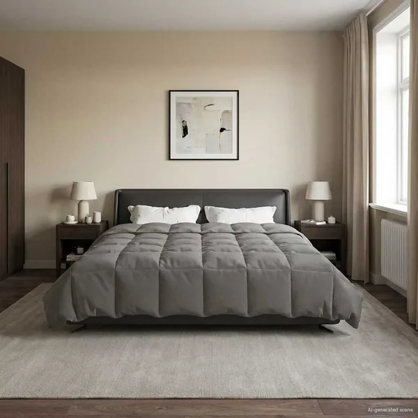 Duvet d'été simple Matelassé Gris clair 200 x 200 cm Microfibre