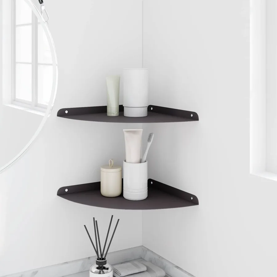 Étagère Flottante d'Angle 2 pcs Noir 30 x 30 x 2 cm - 4