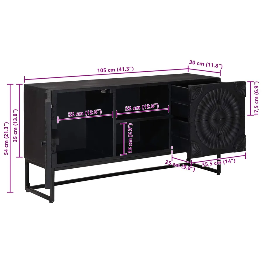 Meuble TV avec tiroir avec étagère Noir 105 x 30 x 54 cm - 13