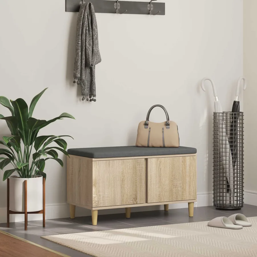 Banc d'entrée avec coussin Chêne Sonoma 80 x 38 x 46 cm
