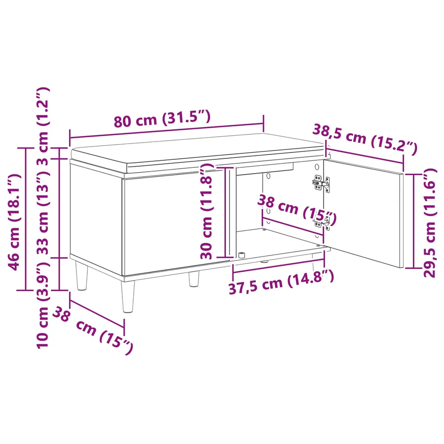Banc d'entrée avec coussin Chêne Sonoma 80 x 38 x 46 cm - 11