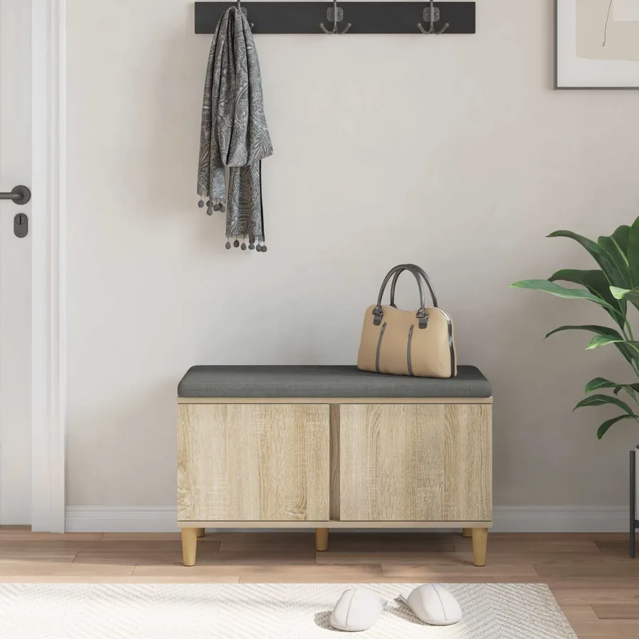 Banc d'entrée avec coussin Chêne Sonoma 80 x 38 x 46 cm - 4