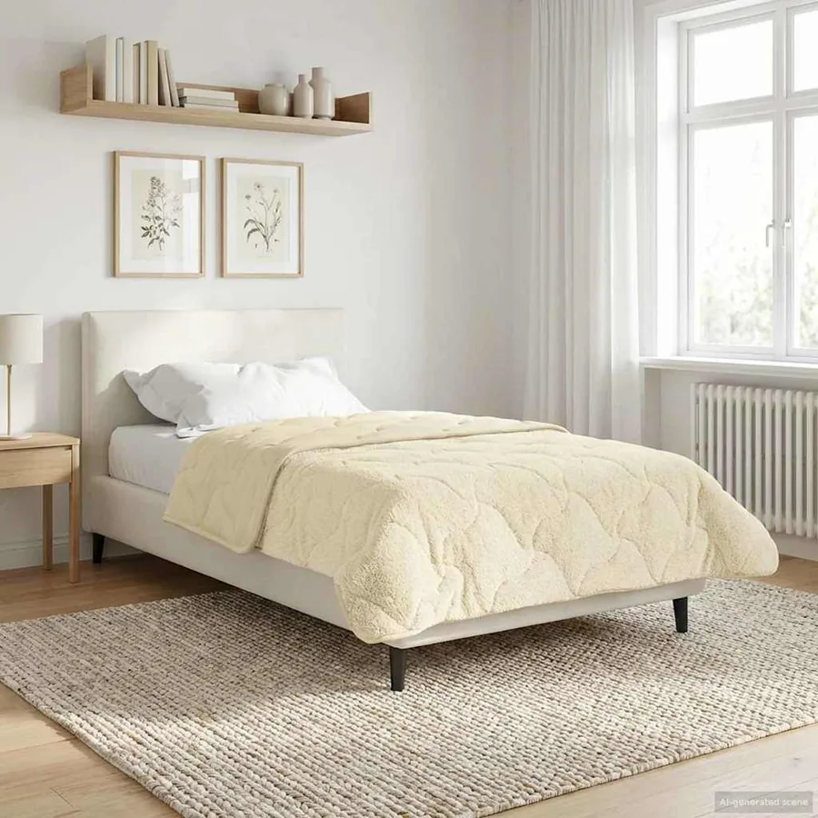 Duvet d'hiver Crème 140 x 200 cm Microfibre et polaire Teddy