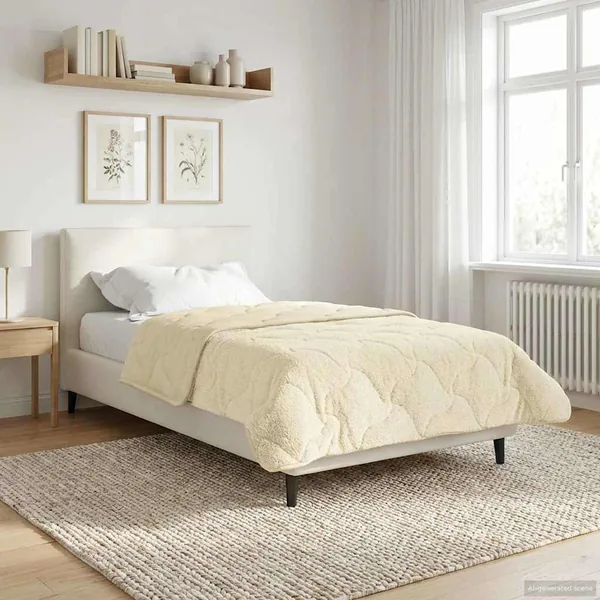 Duvet d'hiver Crème 140 x 200 cm Microfibre et polaire Teddy