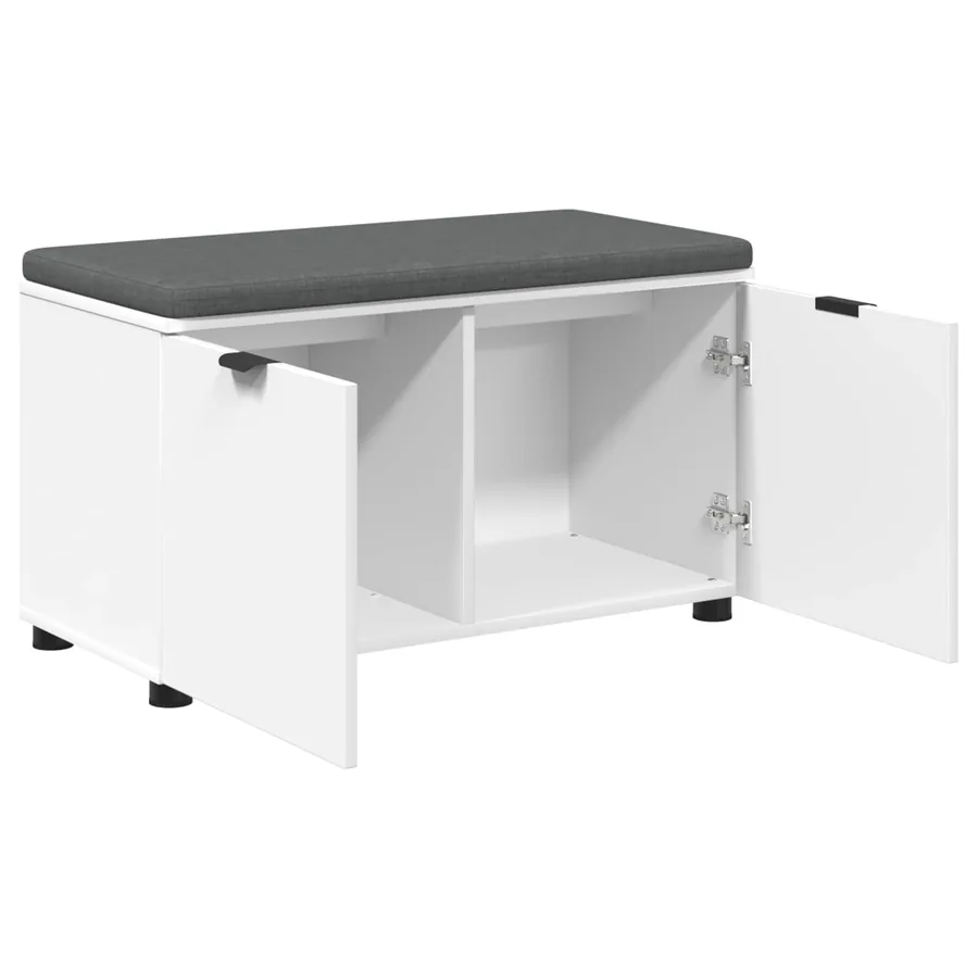 Banc d'entrée Blanc 80 x 38 x 46 cm Bois Ingénierie et Tissu - 5