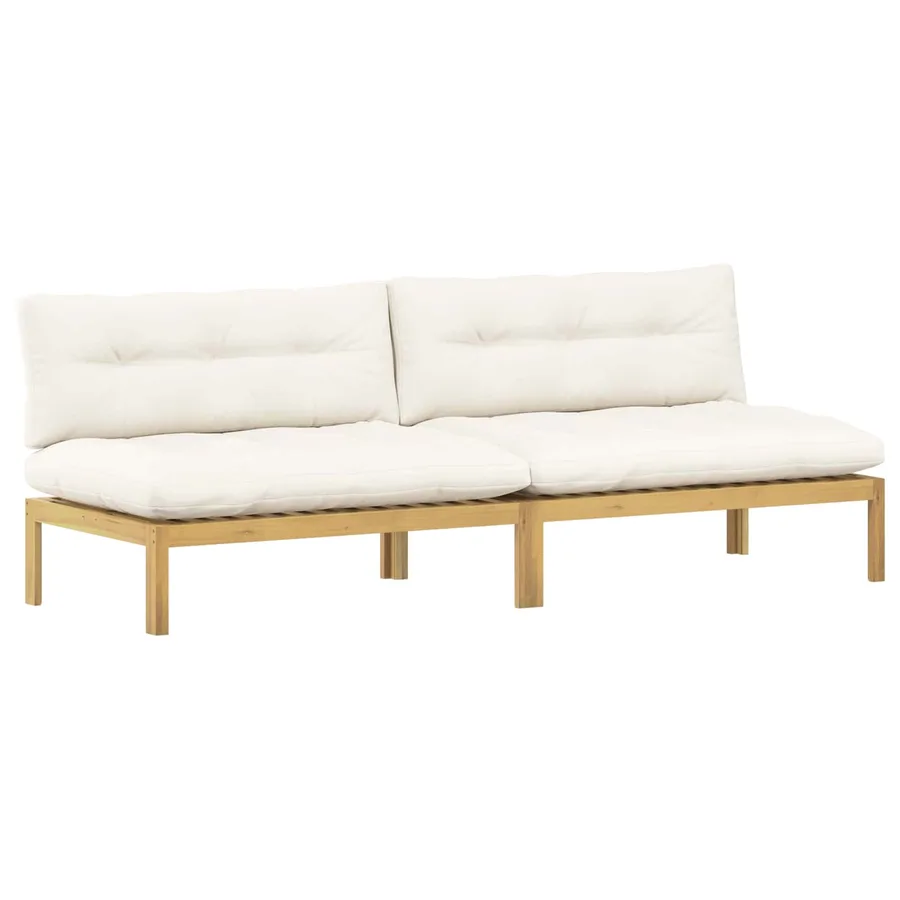 Unité de canapé du milieu Acacia Clair et Blanc Crème - 2