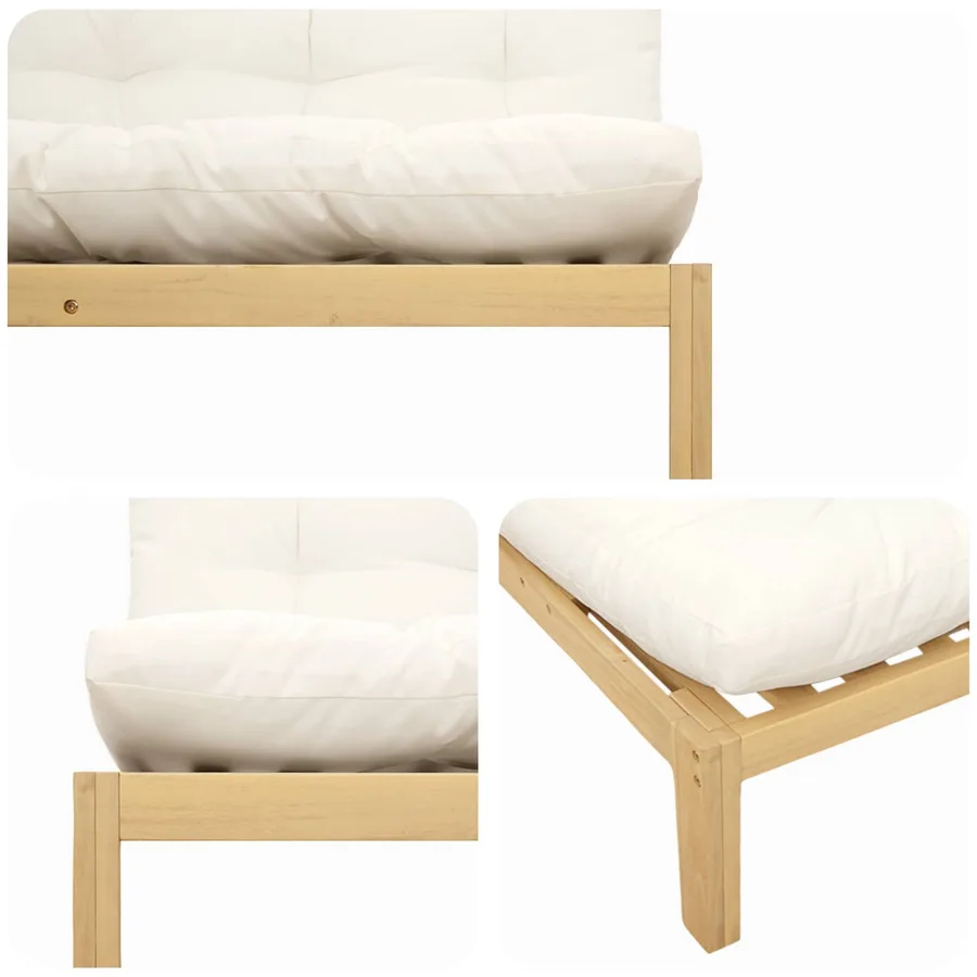 Unité de canapé du milieu Acacia Clair et Blanc Crème - 6