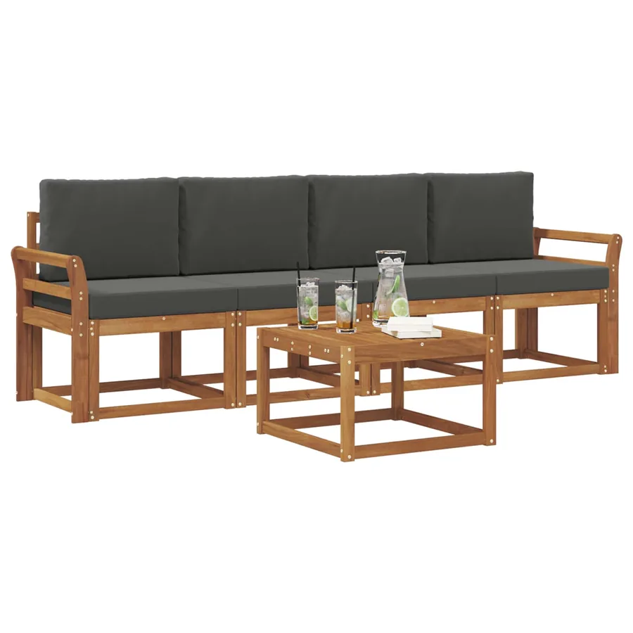 Ensemble de canapés d'extérieur 5 pcs Naturel et Anthracite - 3