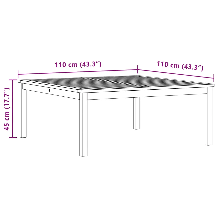 Table basse Acacia clair 110 x 110 x 45 cm Bois d'Acacia Massif - 7