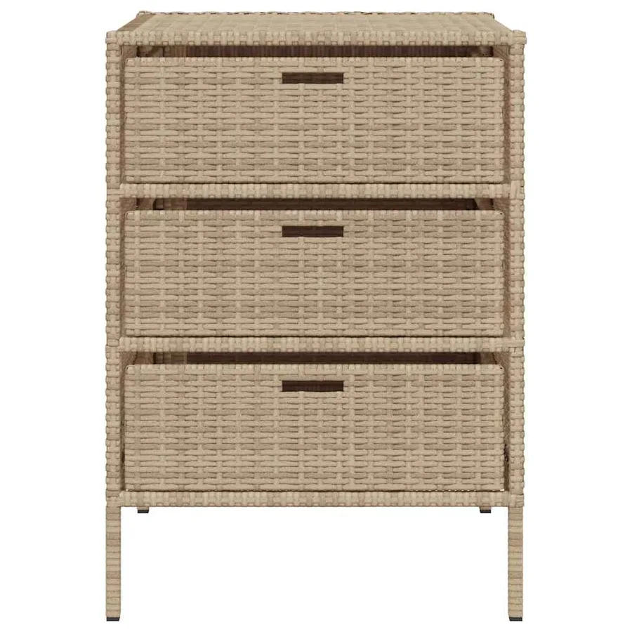 Armoire de rangement de jardin beige 55x59x80 cm résine tressée - 5