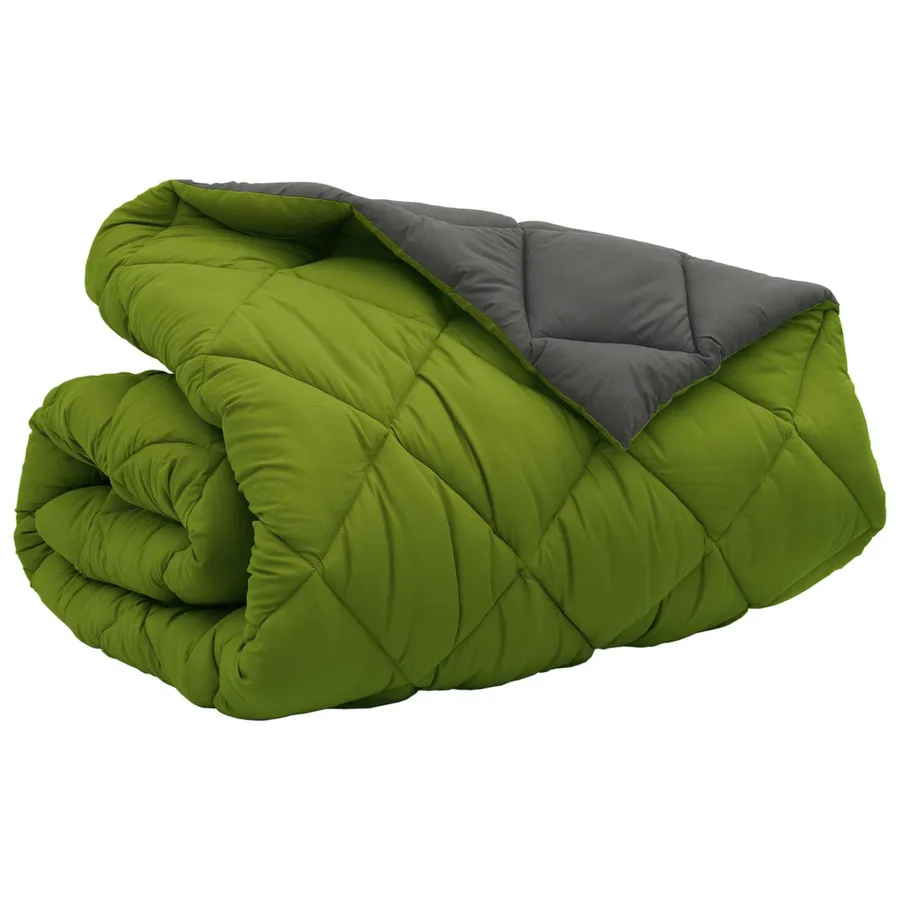 Duvet d'hiver Vert et Anthracite 240 x 260 cm Microfibre - 5