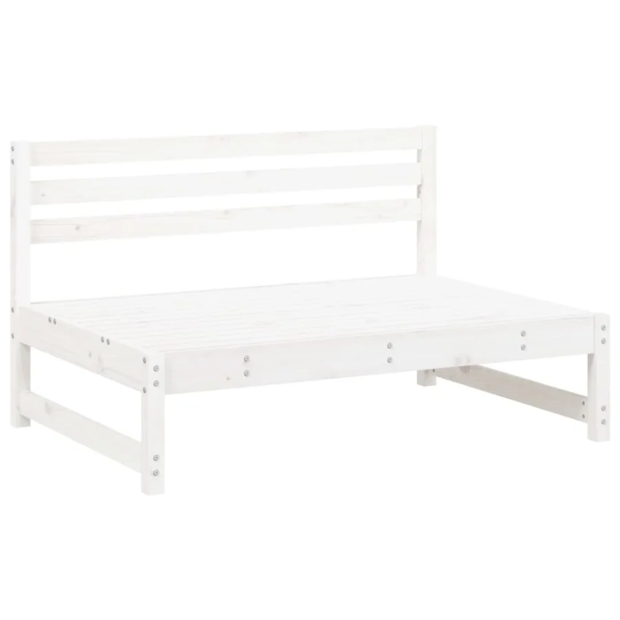 Salon de jardin 6 pcs Blanc Bois de pin massif - 3