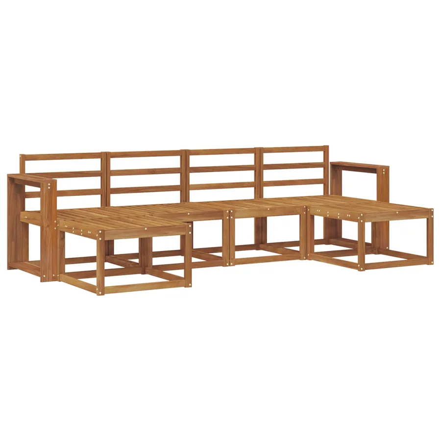 Ensemble de canapés d'extérieur 6 pcs Naturel Bois d'ingénierie - 2