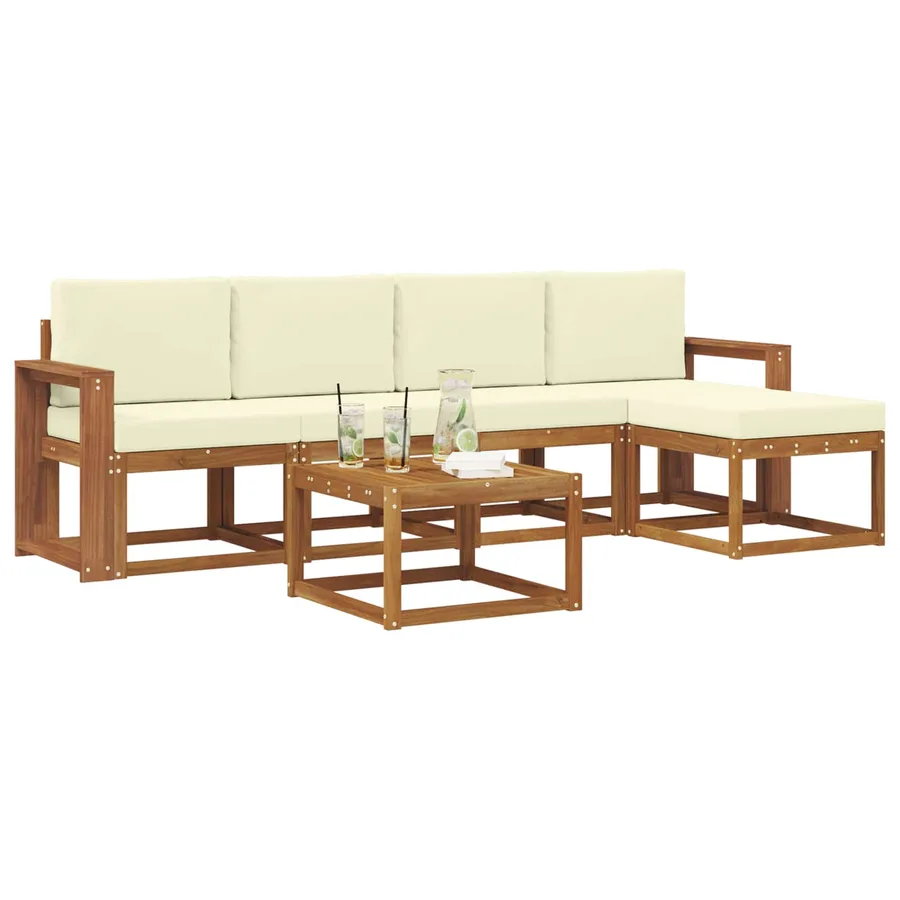 Ensemble de canapés d'extérieur 6 pcs Naturel et Crème - 3