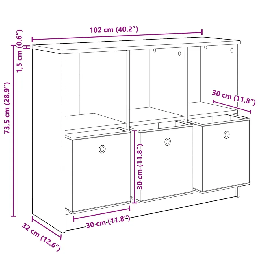 Buffet avec tiroir Chêne noir 102 x 32 x 73,5 cm - 12