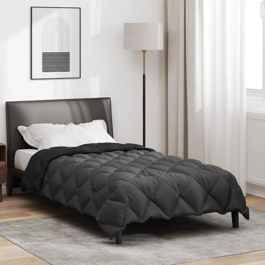 Duvet d'hiver Noir et anthracite 135 x 220 cm Microfibre