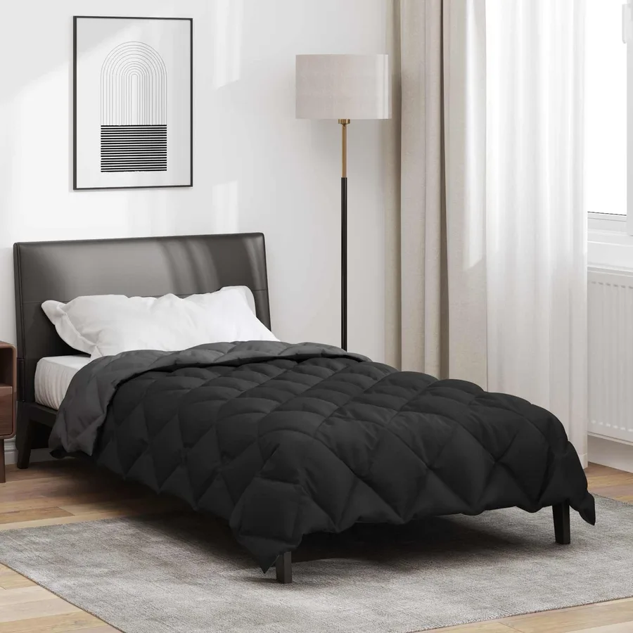 Duvet d'hiver Noir et anthracite 135 x 220 cm Microfibre - 4