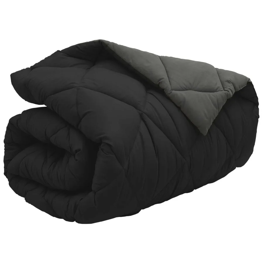 Duvet d'hiver Noir et anthracite 135 x 220 cm Microfibre - 5
