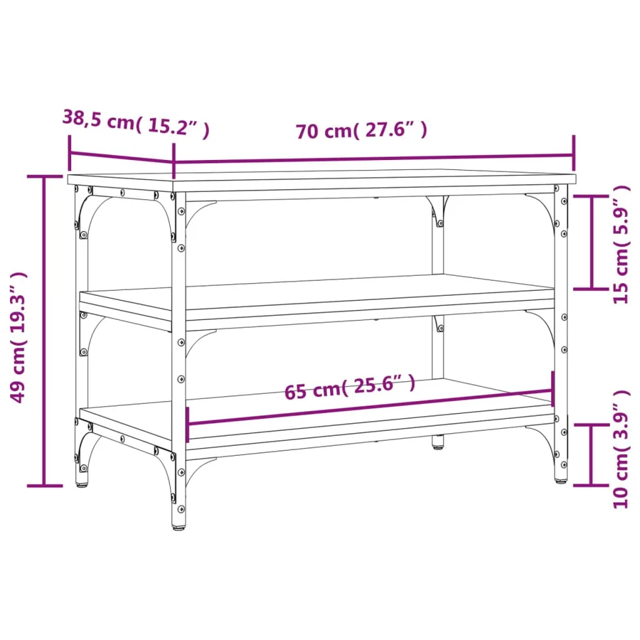 Banc à chaussures chêne marron 70x38,5x49 cm bois d'ingénierie - 10