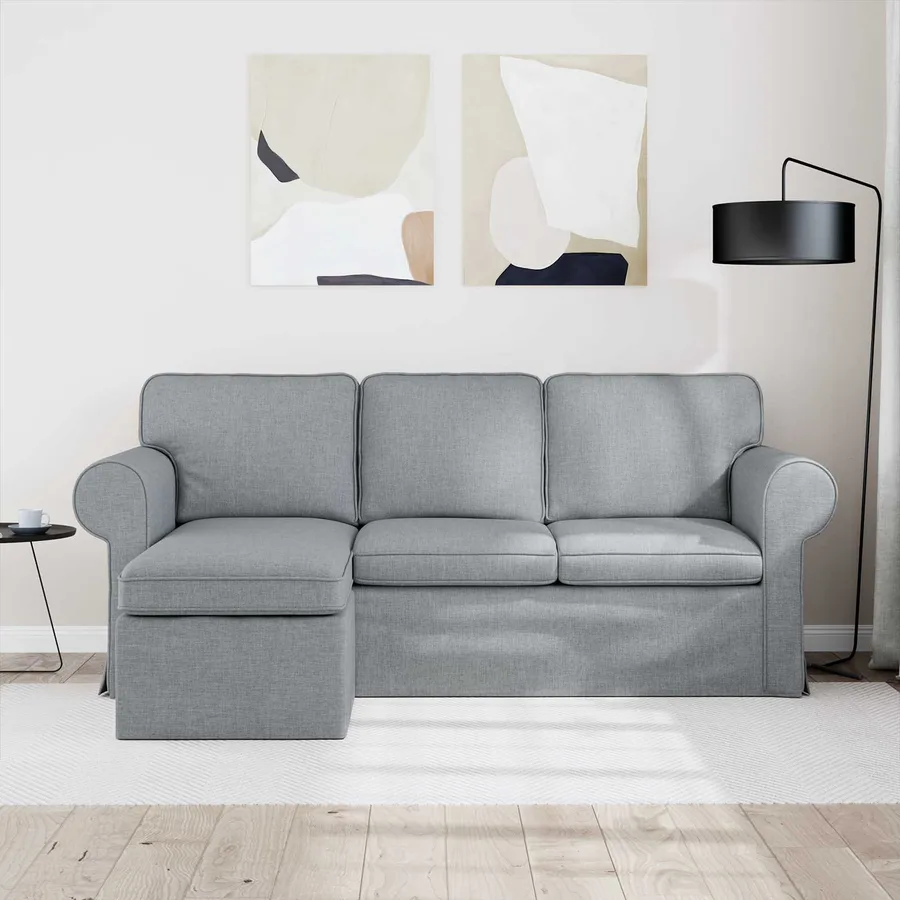 Canapé Gris clair 195 x 138 x 80 cm tissu - 3