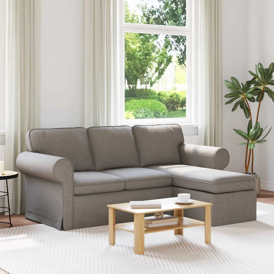Canapé Taupe 195 x 138 x 80 cm tissu