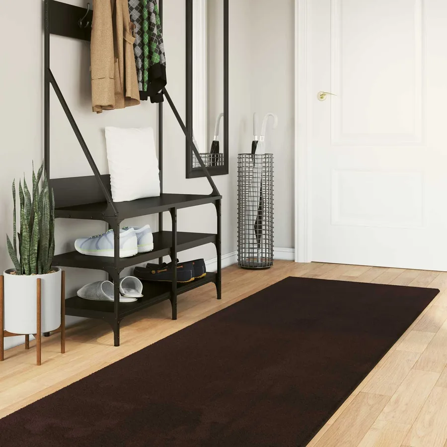 Tapis doux à poils moyens et lavable HUARTE Marron 500 x 80 cm