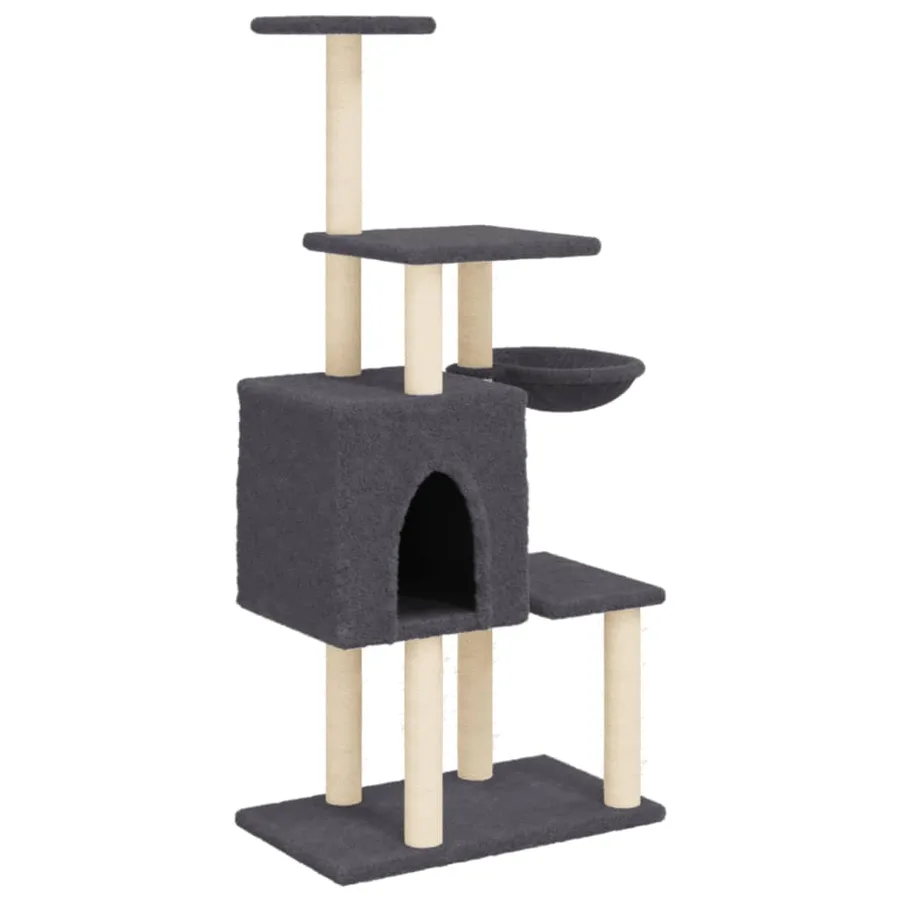 Arbre à chat avec griffoirs en sisal Gris foncé 131 cm - 2