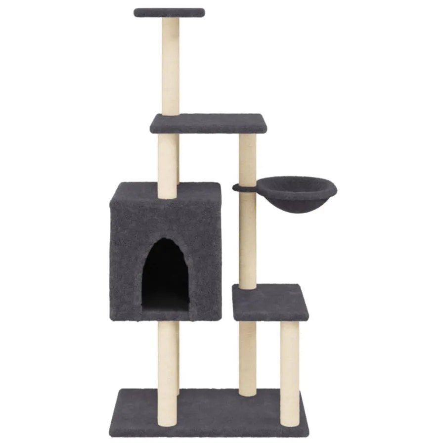 Arbre à chat avec griffoirs en sisal Gris foncé 131 cm - 4