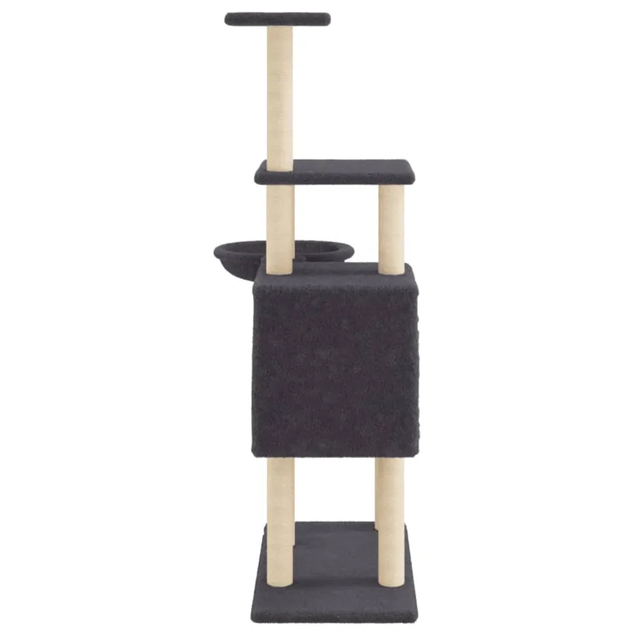 Arbre à chat avec griffoirs en sisal Gris foncé 131 cm - 5