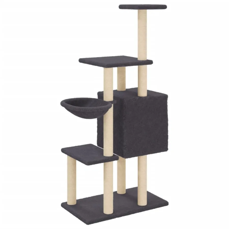 Arbre à chat avec griffoirs en sisal Gris foncé 131 cm - 6