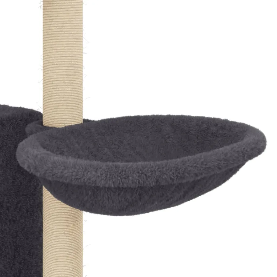 Arbre à chat avec griffoirs en sisal Gris foncé 131 cm - 7