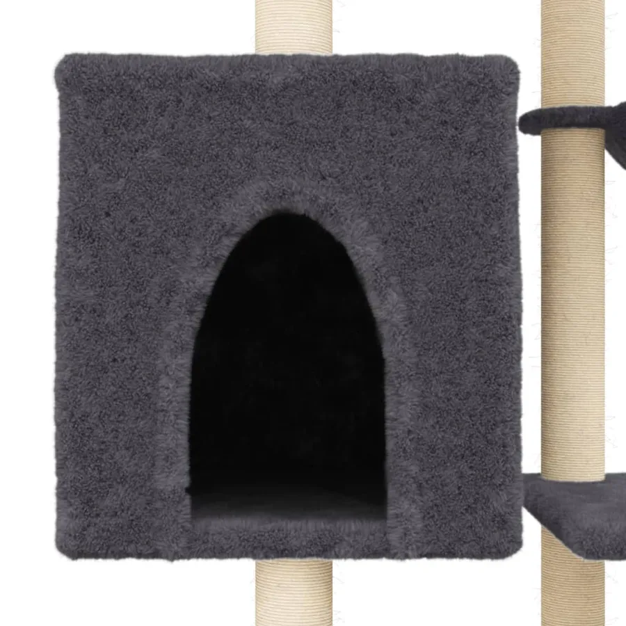 Arbre à chat avec griffoirs en sisal Gris foncé 131 cm - 8