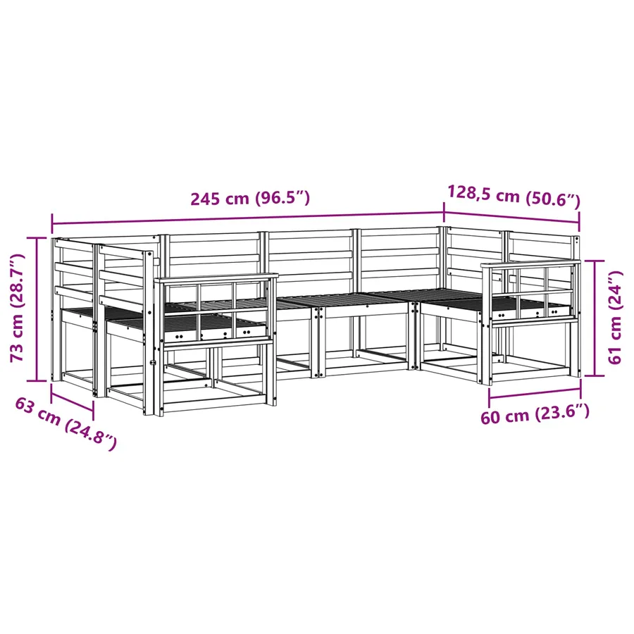 Ensemble de canapés d'extérieur 6 pcs Naturel - 7