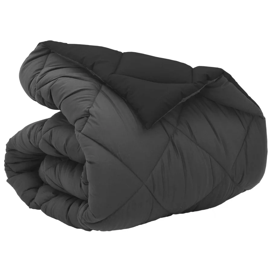 Duvet d'hiver Noir et anthracite 155 x 220 cm Microfibre - 2
