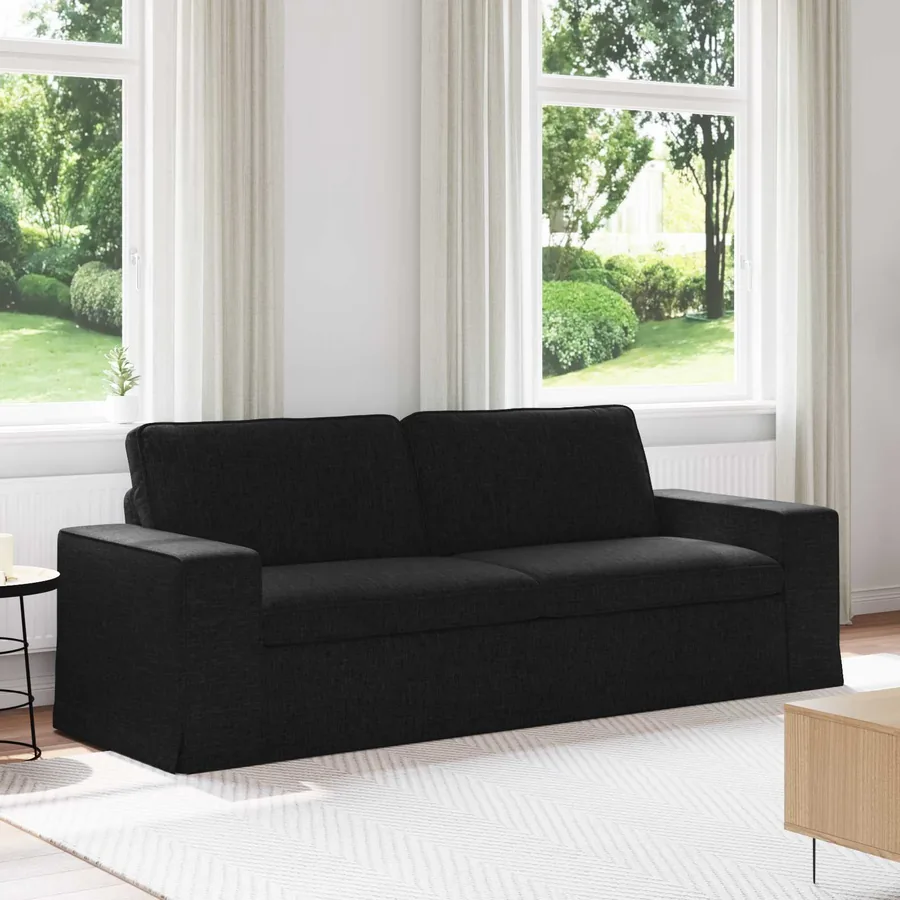 Canapé Noir 222 x 80 x 82 cm tissu