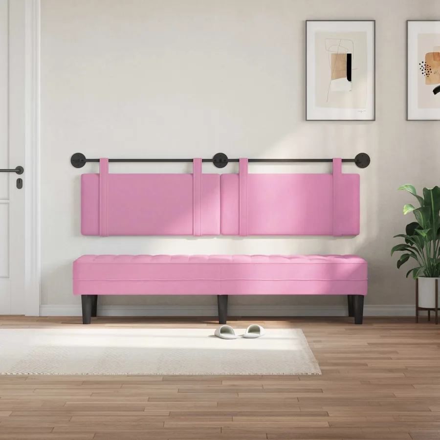 Tête de lit suspendue Rose Tissu - 3