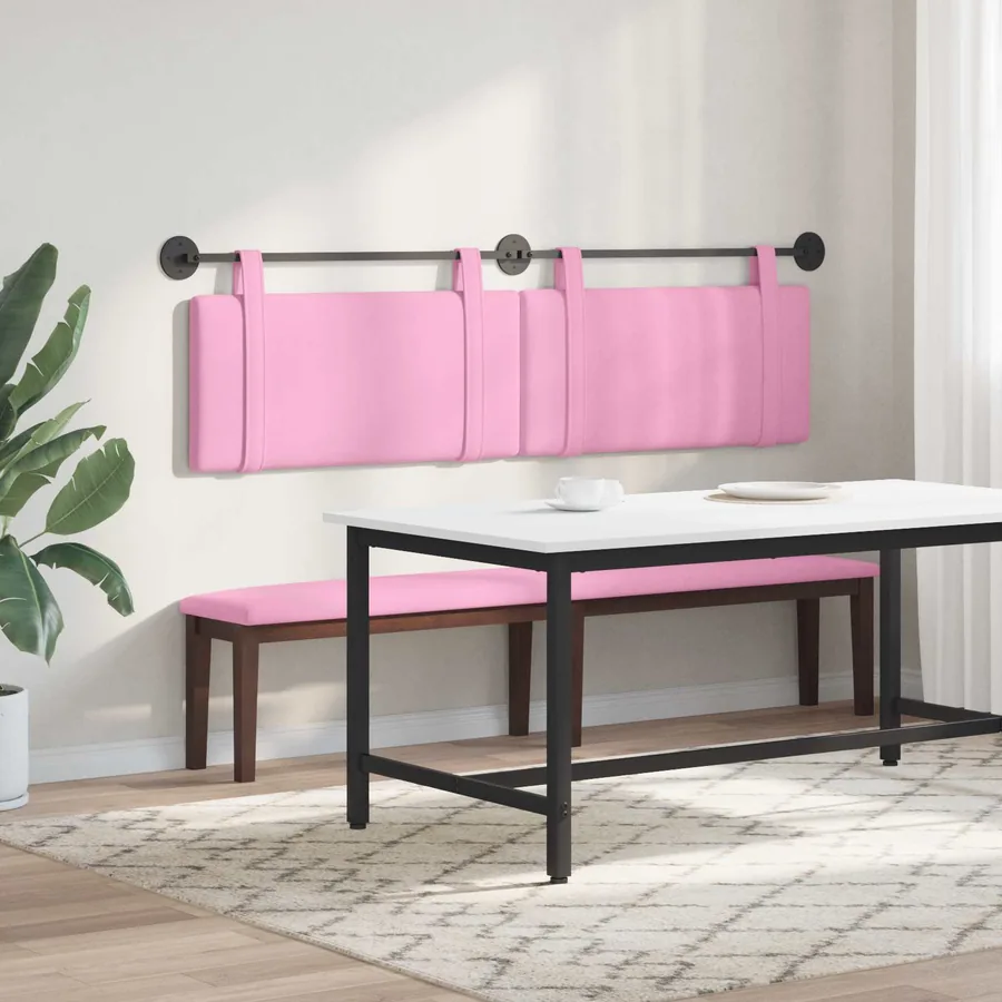 Tête de lit suspendue Rose Tissu - 4