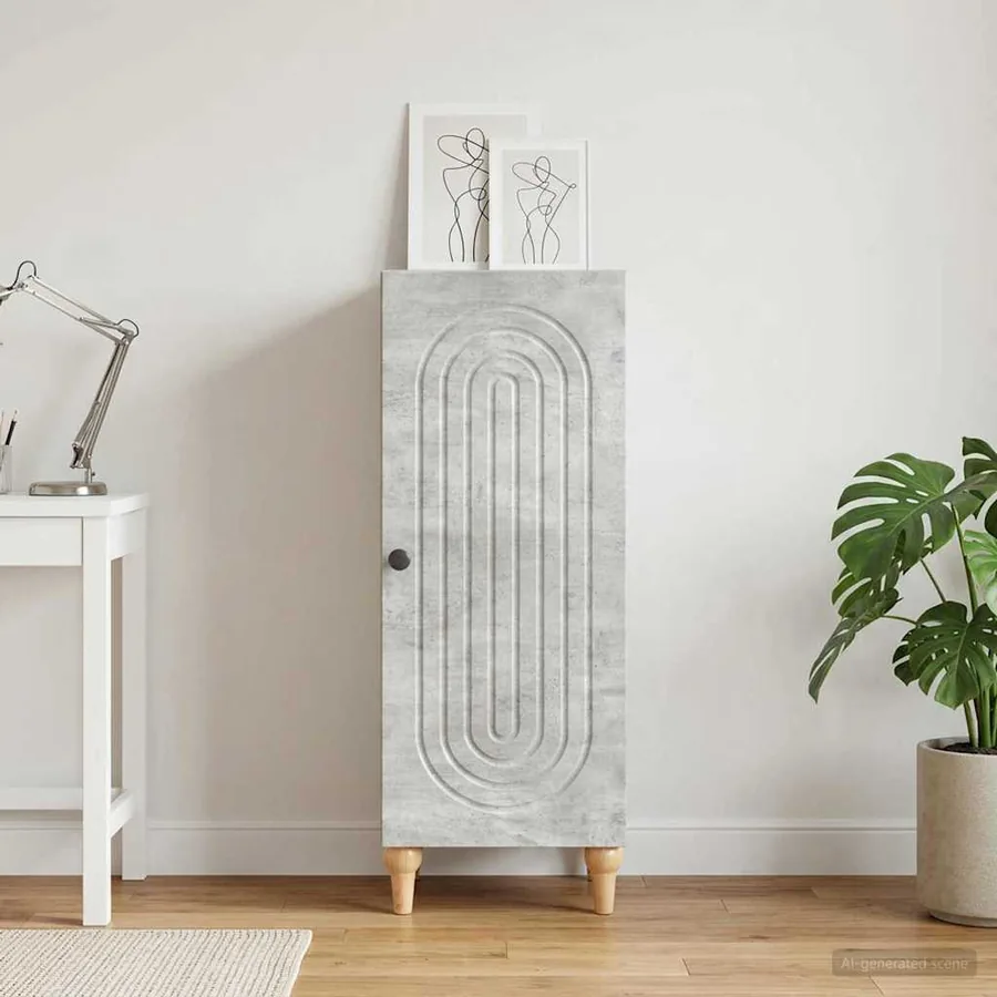 Buffet Gris béton 33 x 34,5 x 90 cm Bois d'ingénierie